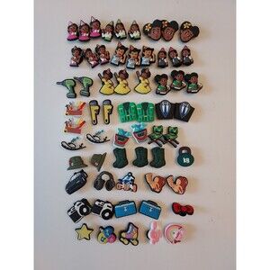 Cartoon Shoe Charms for Crocks Slides Lot Of 61 Boys and Girls - Tools Fishing
